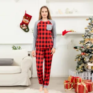 Family Matching Red Black Plaid Pajamas Sets