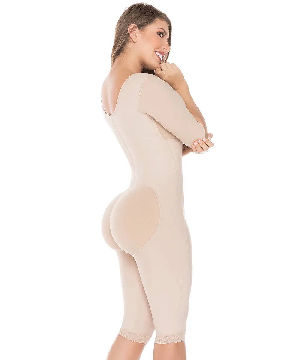 Final Sale Clearance Fajas Salome Post-Op Bodysuit Full Body Shaper for Women Tummy Control Butt Lifter Knee Length Shapewear with Sleeves