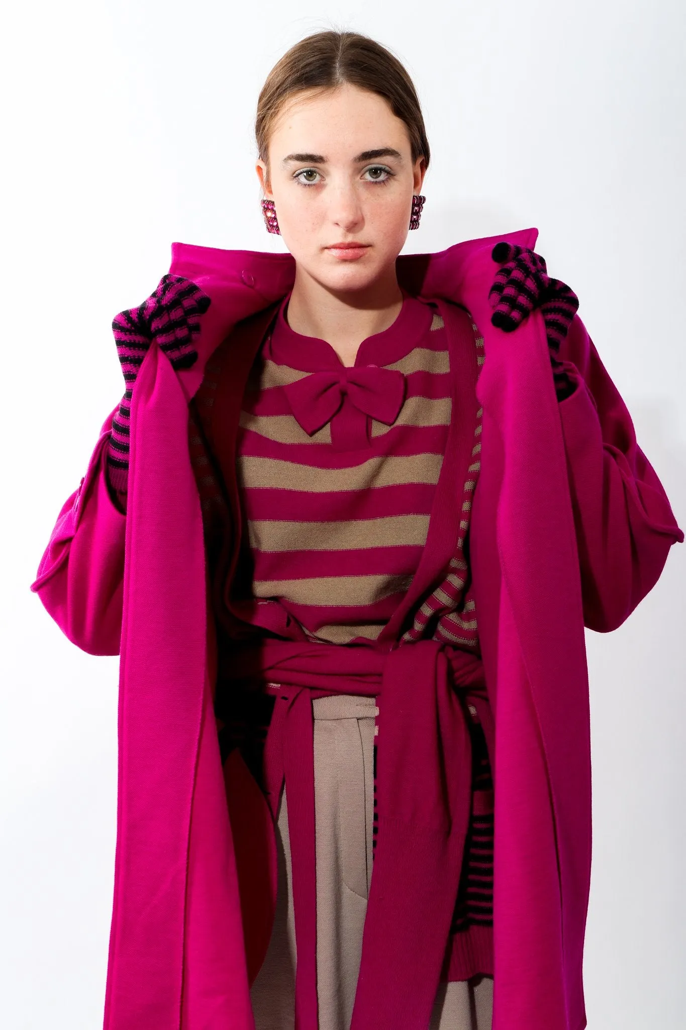 Fuchsia Knit Cocoon Coat