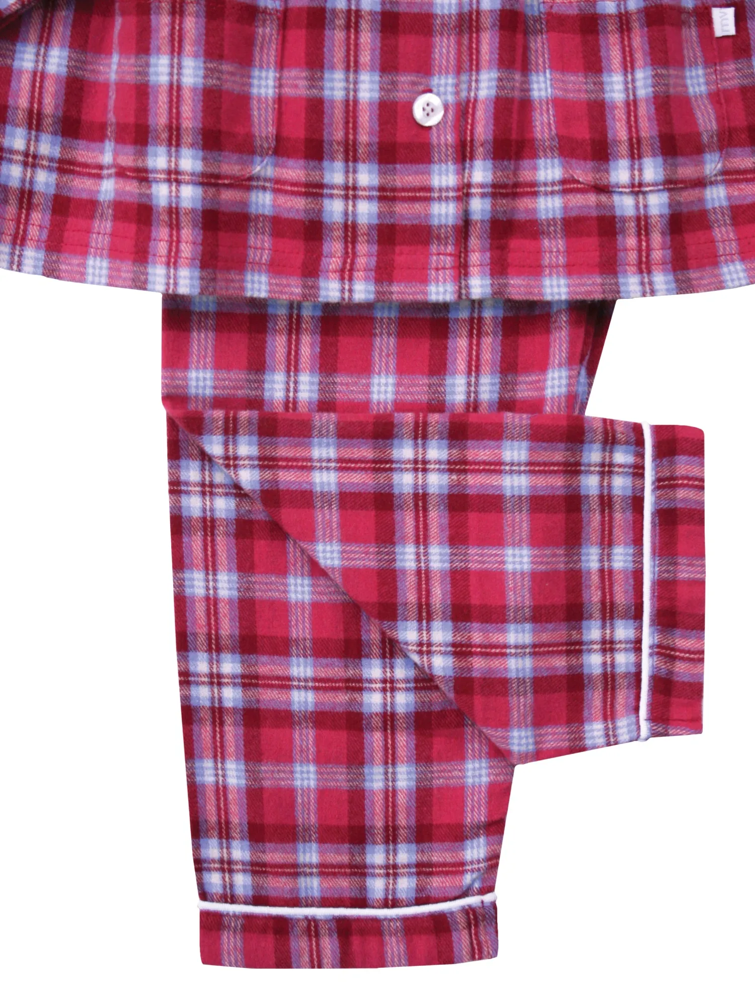 Girls Raspberry Check Traditional Cotton Pyjama Set.