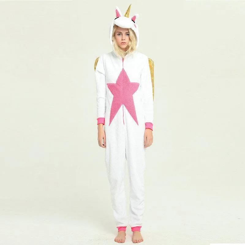 Gold Winged Unicorns Kigurumi Onesies Pajamas for Adult