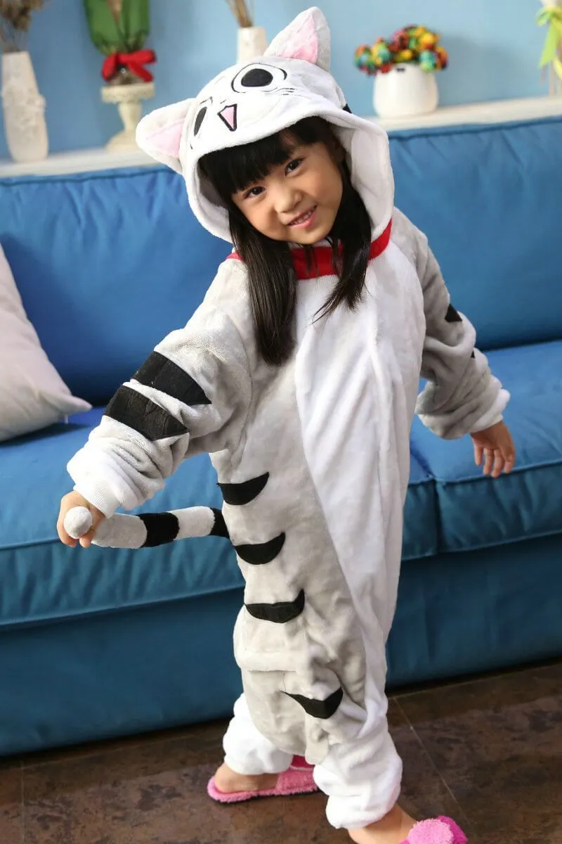 Grey Chi's Cat Kids Onesies Hoodie Costume Kigurumi Pajamas
