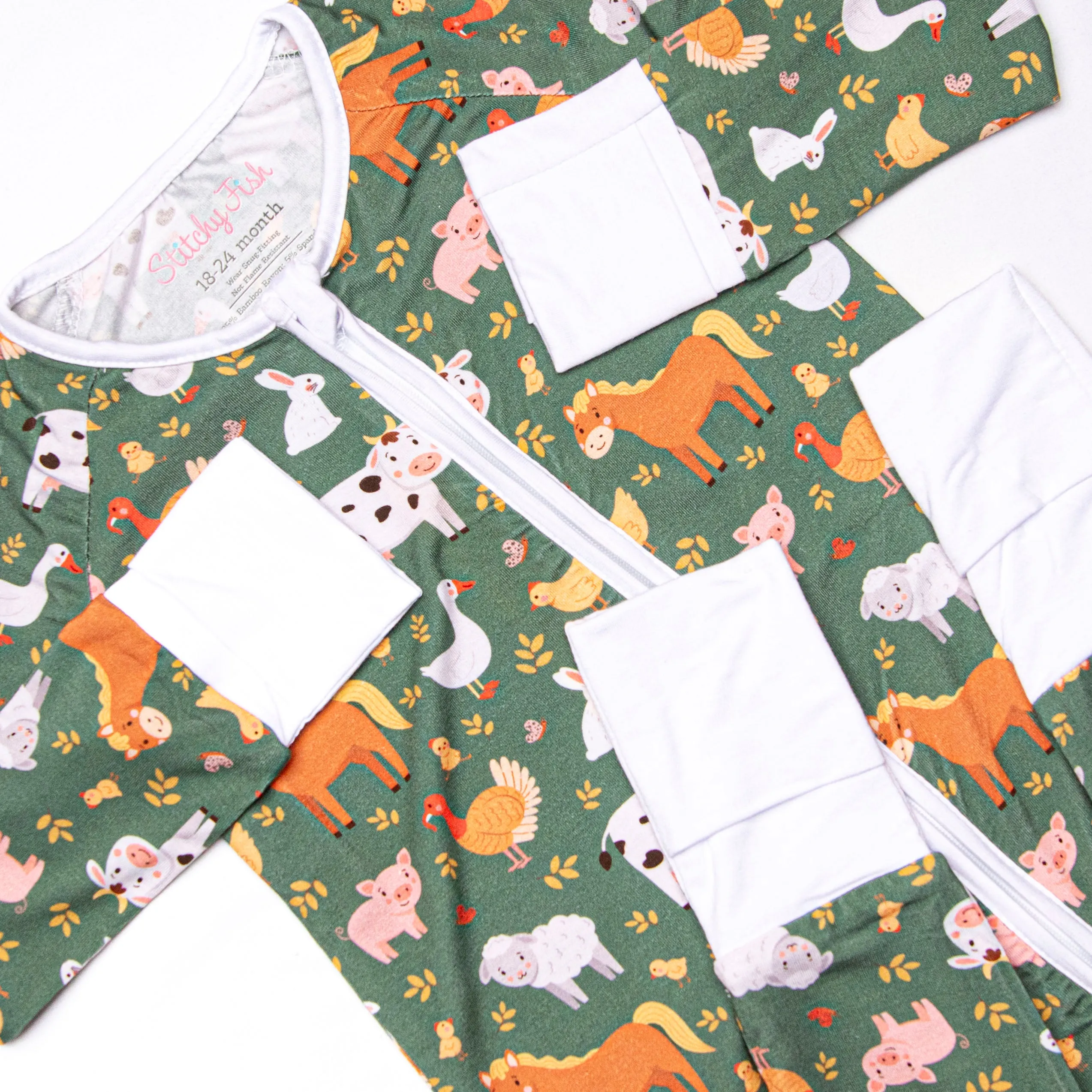 Hay Day Bamboo Zippy Pajama, Green