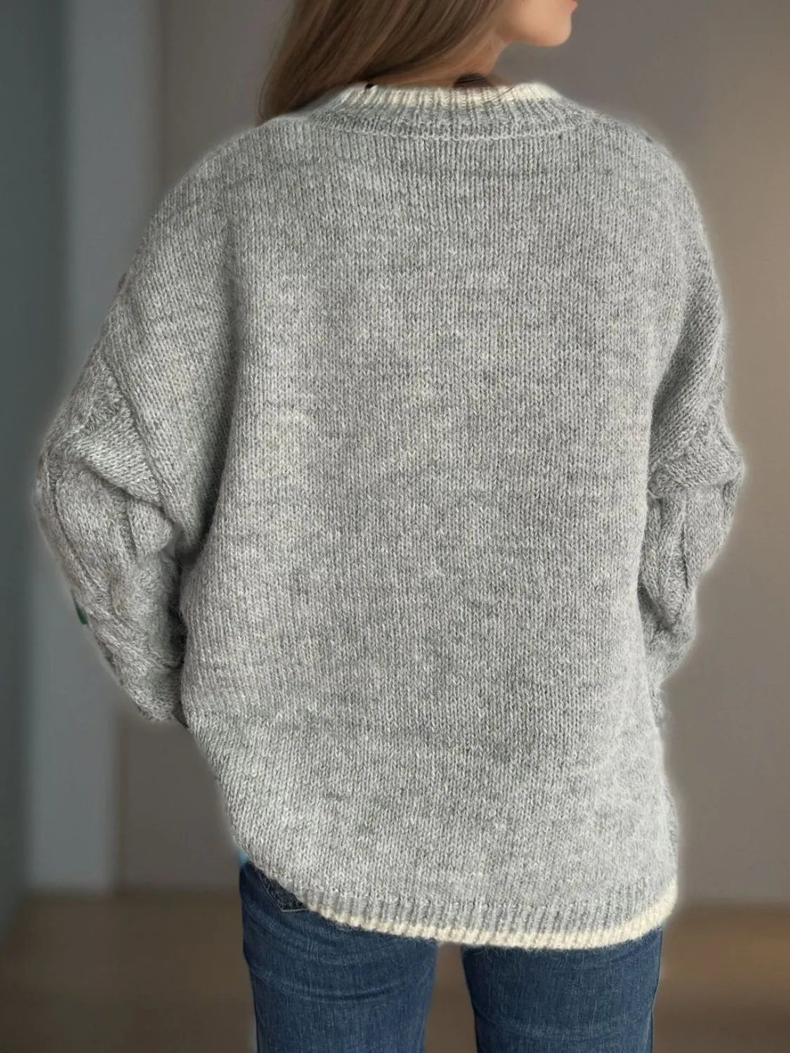 Hazel Blues® |  Cable Knit Round Neck Long Sleeve Sweater