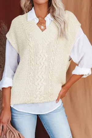 Hazel Blues® |  Cable-Knit V-Neck Sweater Vest