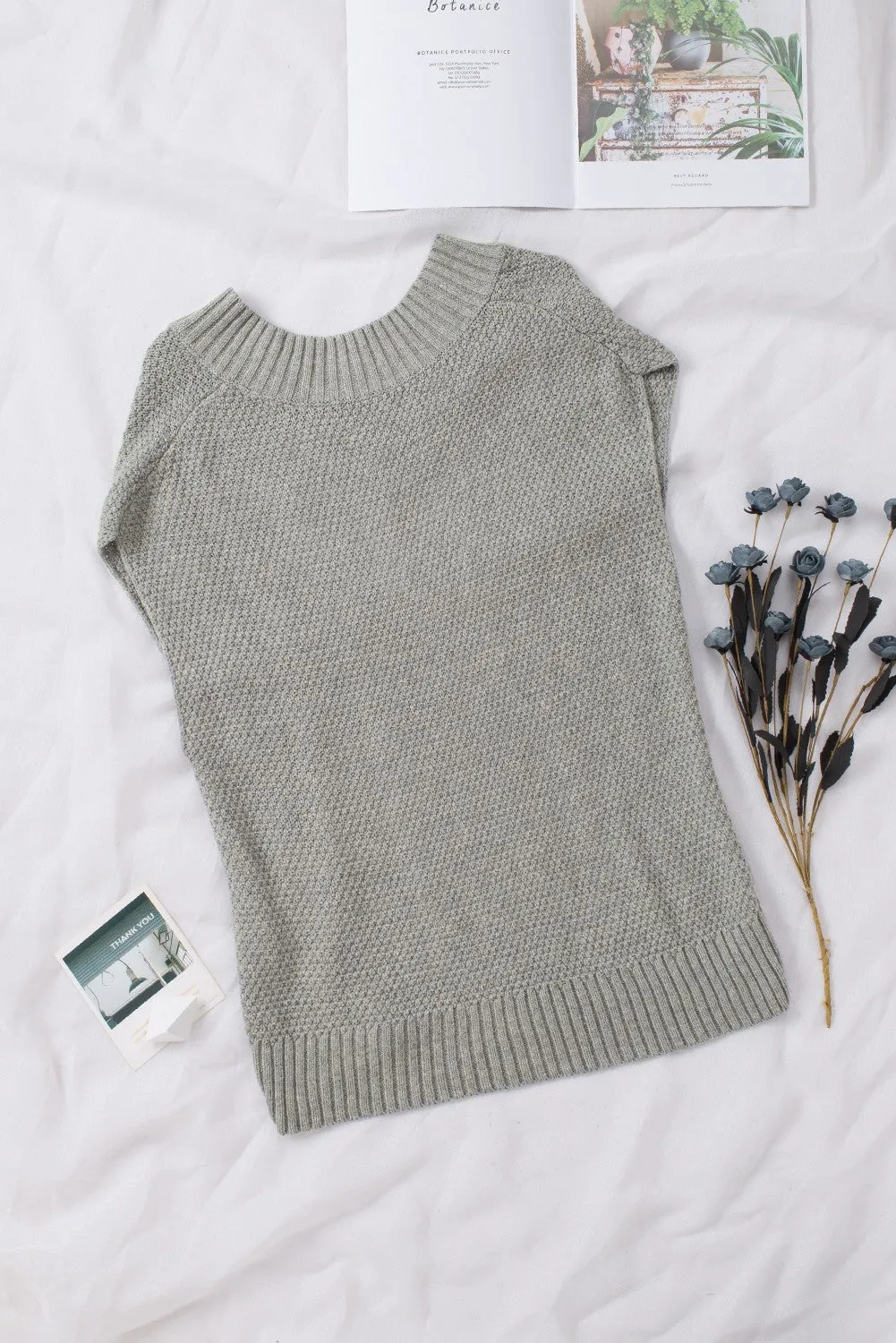 Hazel Blues® |  Cable-Knit V-Neck Sweater Vest