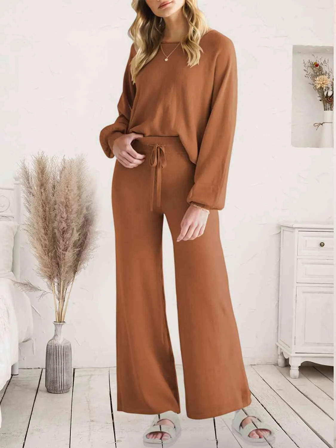 Hazel Blues® |  Long Sleeve Lounge Top and Drawstring Pants Set
