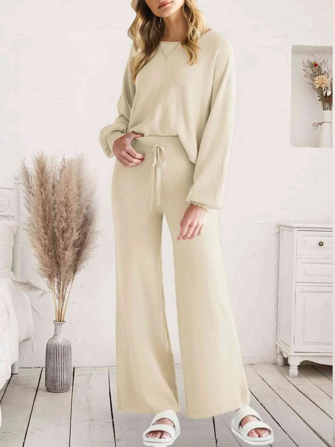 Hazel Blues® |  Long Sleeve Lounge Top and Drawstring Pants Set