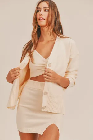 Hazel Blues® |  MABLE 3 Pieces Sweater Set with Crop Cami, Mini Skirt, Cardigan