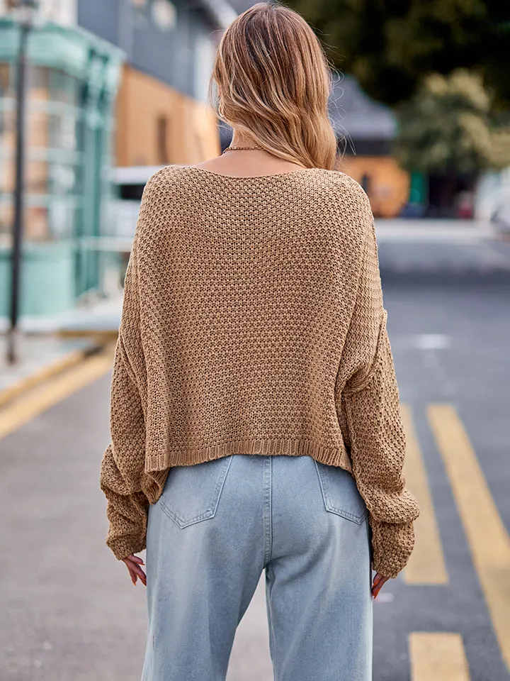 Hazel Blues® |  Round Neck Cable-Knit Sweater