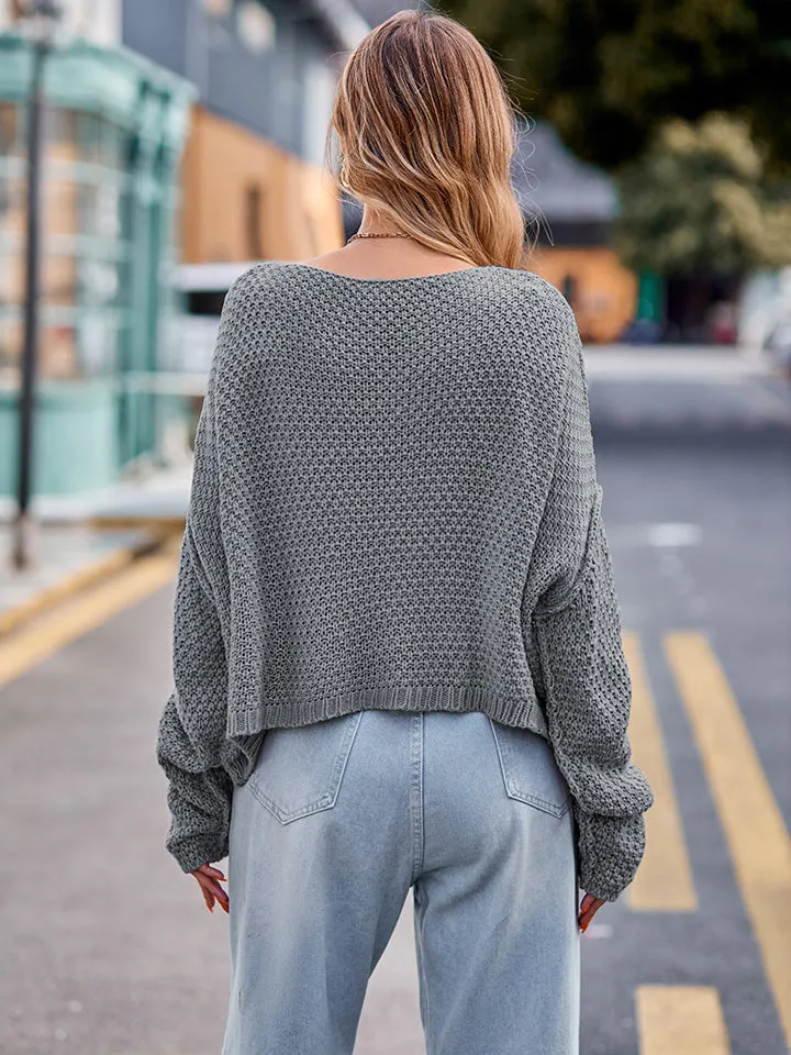 Hazel Blues® |  Round Neck Cable-Knit Sweater