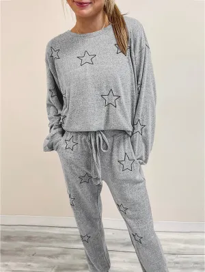 Hazel Blues® |  Star Print Long Sleeve Top and Pants Lounge Set