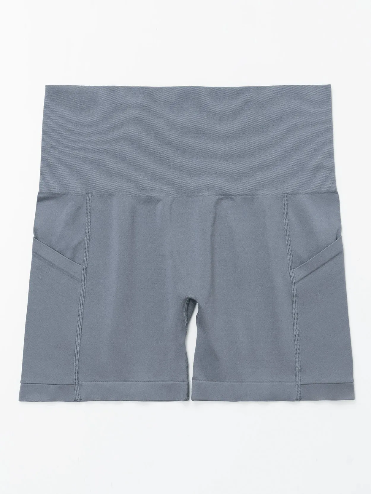 High Waist Tights Boxer Shorts Biker with Pockets Tummy Control Grey