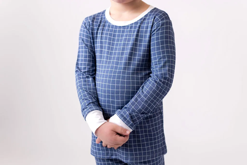 In My Jammers Blue Grid L/S 2pc PJ Set