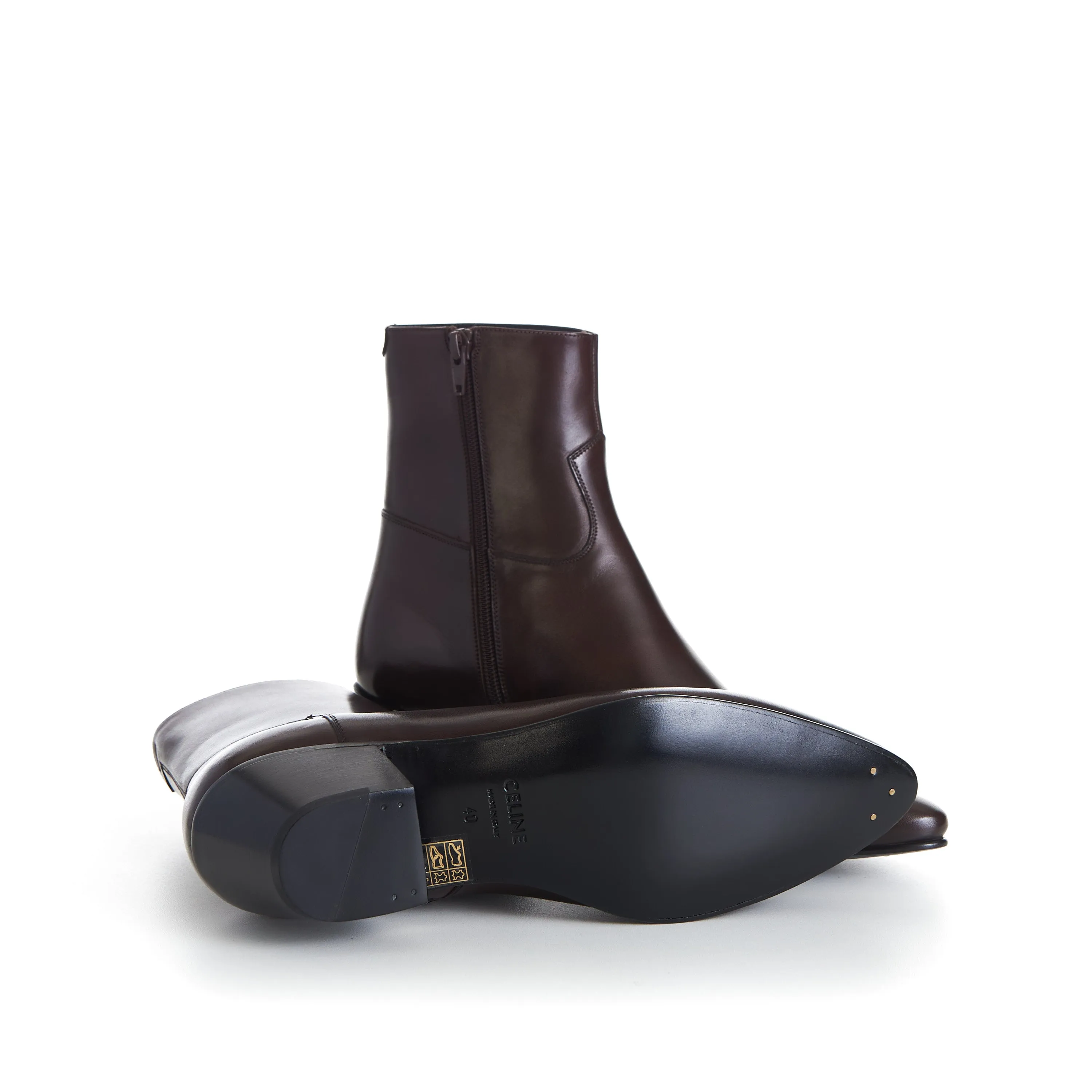 JACNO Zipped Ankle Boots - Oak Brown, 60mm Heel