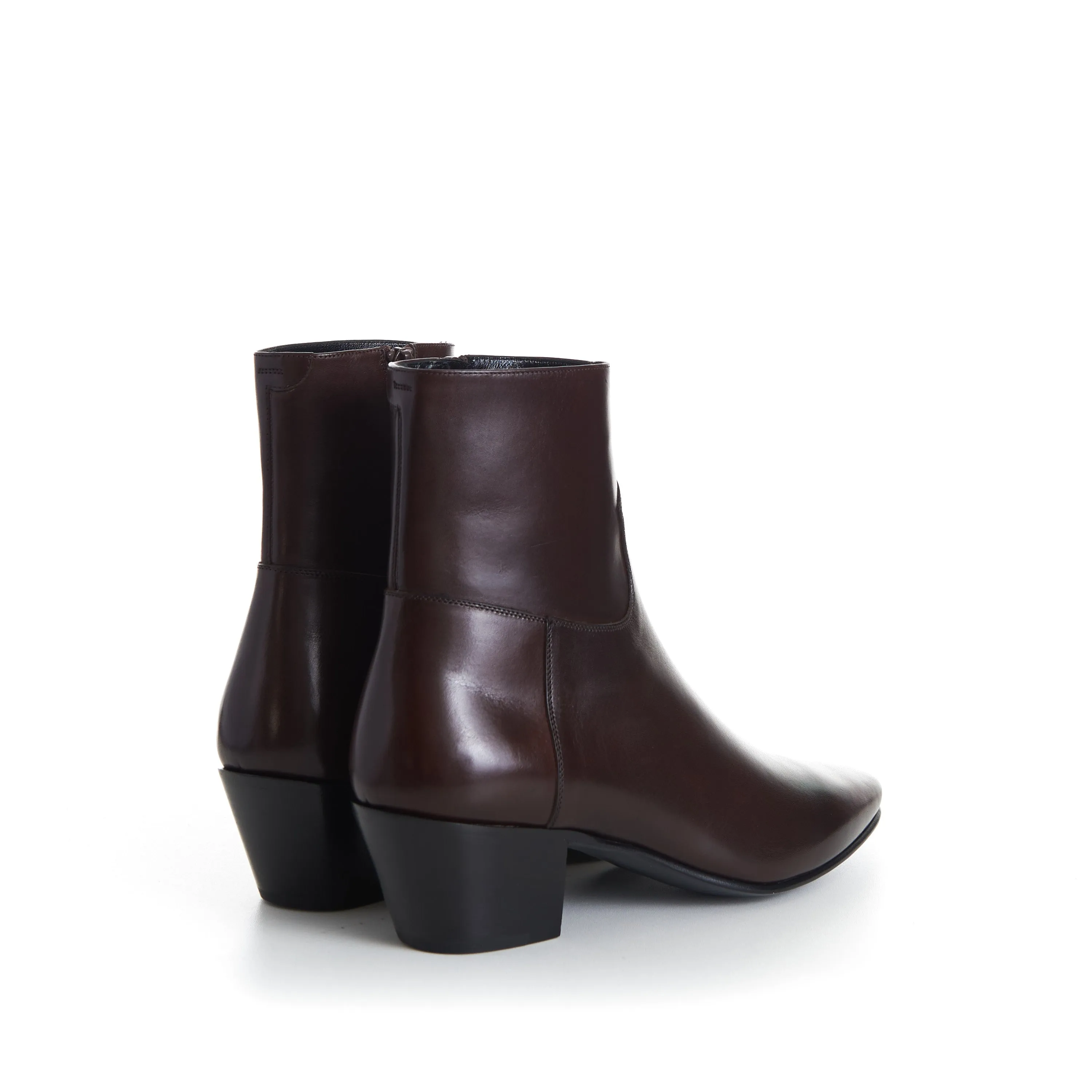 JACNO Zipped Ankle Boots - Oak Brown, 60mm Heel