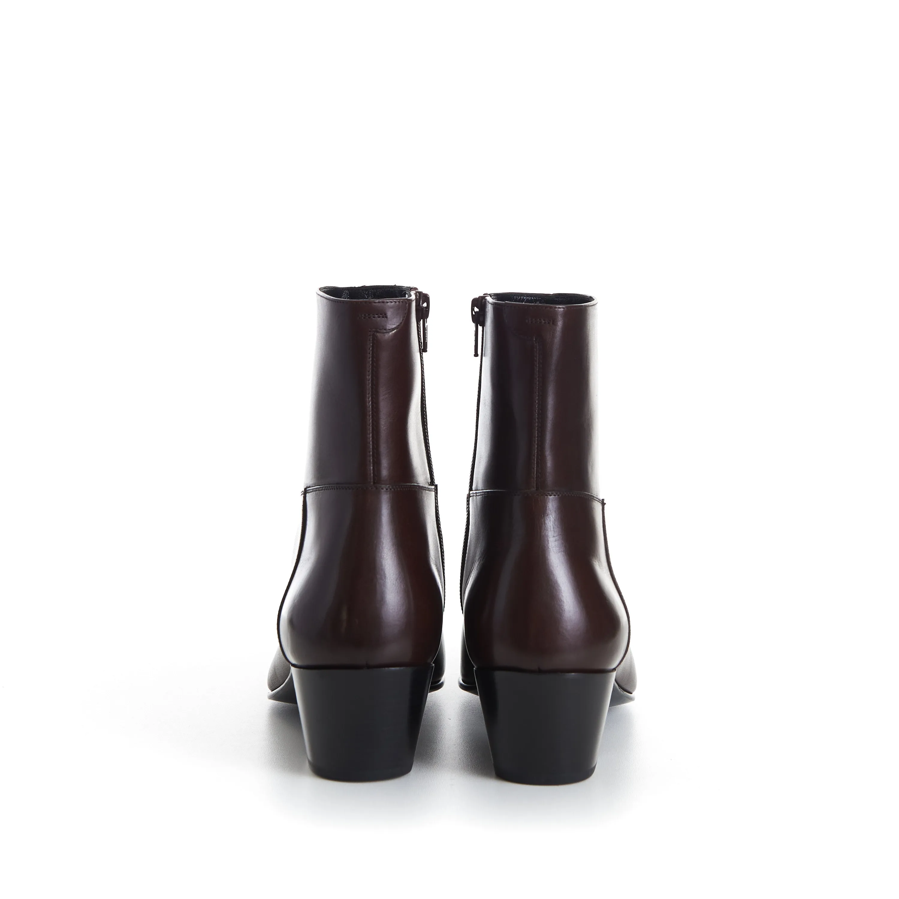 JACNO Zipped Ankle Boots - Oak Brown, 60mm Heel