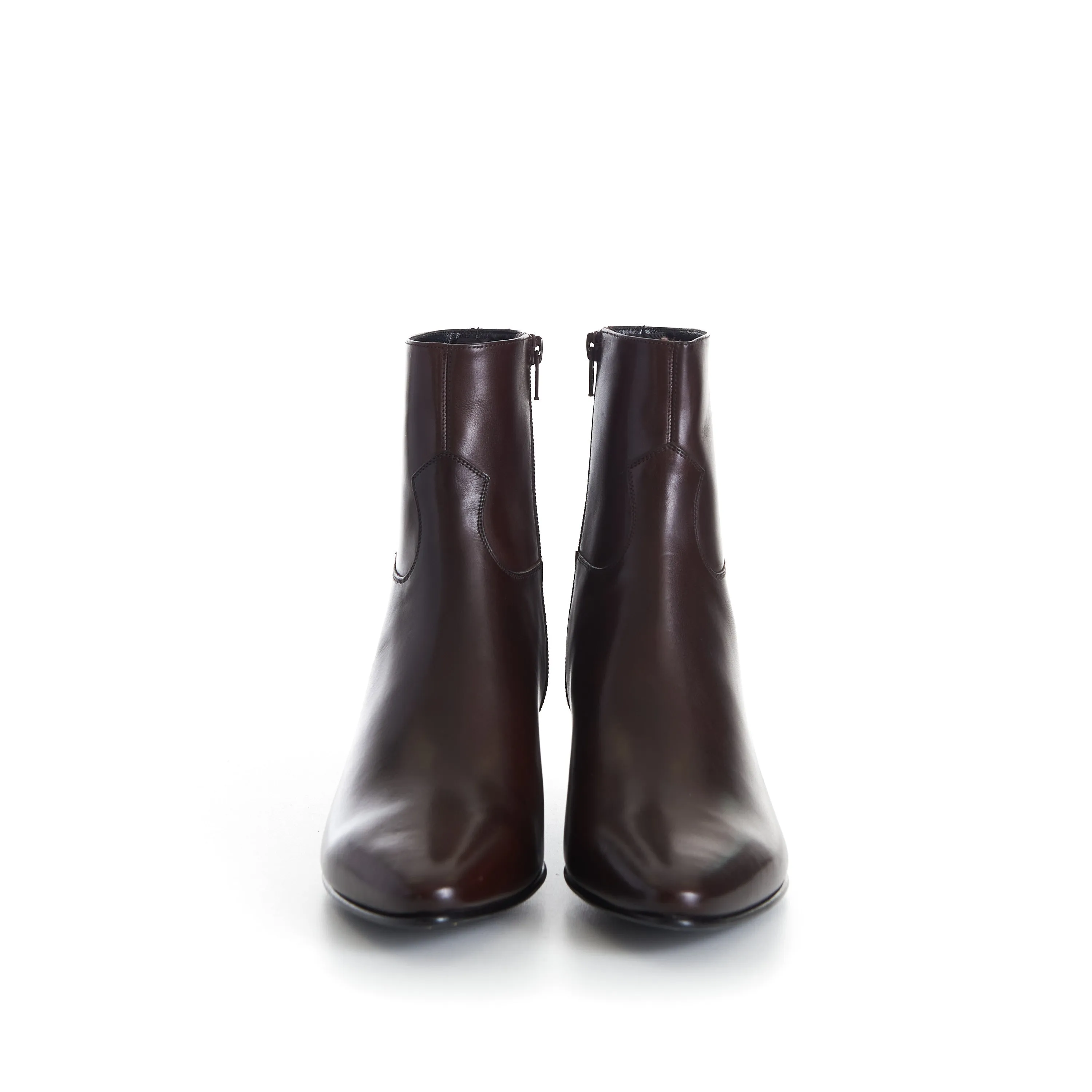 JACNO Zipped Ankle Boots - Oak Brown, 60mm Heel