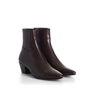 JACNO Zipped Ankle Boots - Oak Brown, 60mm Heel