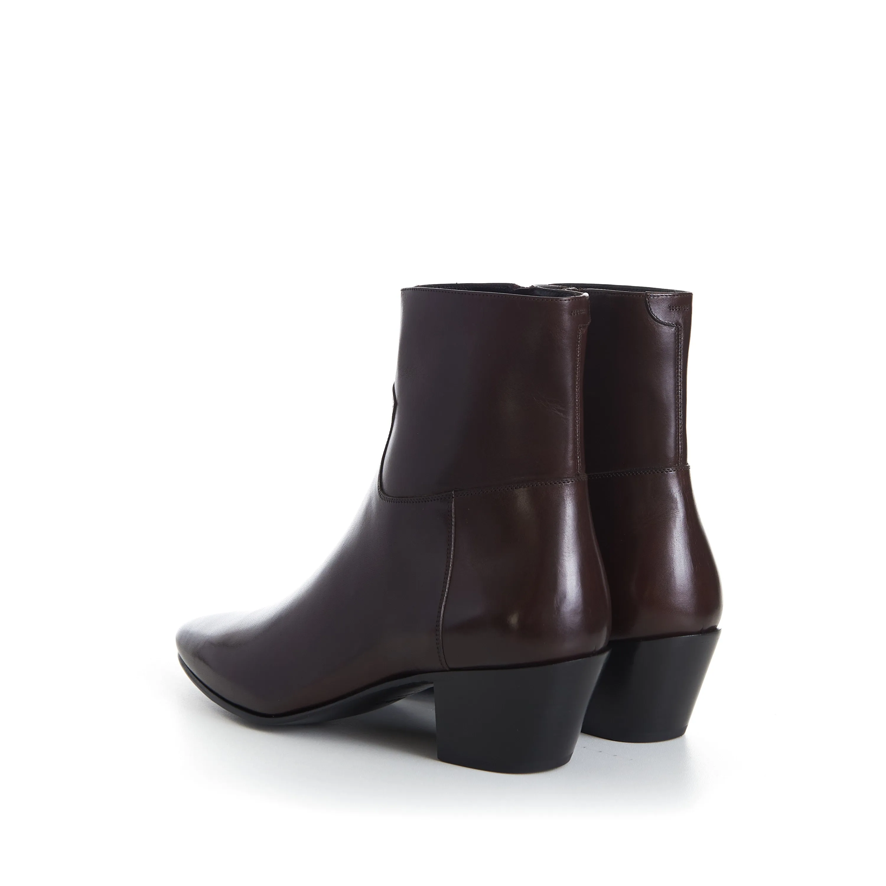 JACNO Zipped Ankle Boots - Oak Brown, 60mm Heel
