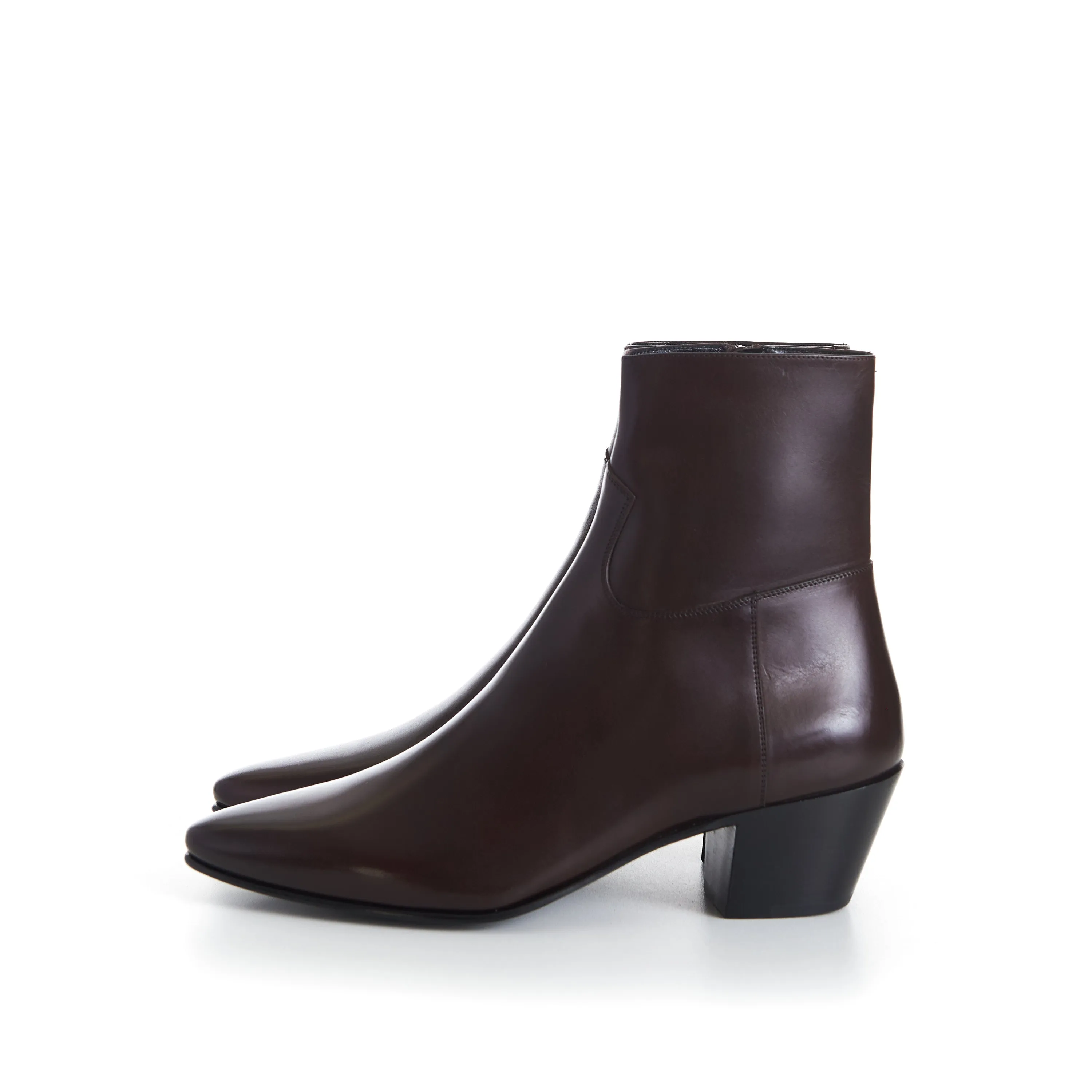 JACNO Zipped Ankle Boots - Oak Brown, 60mm Heel