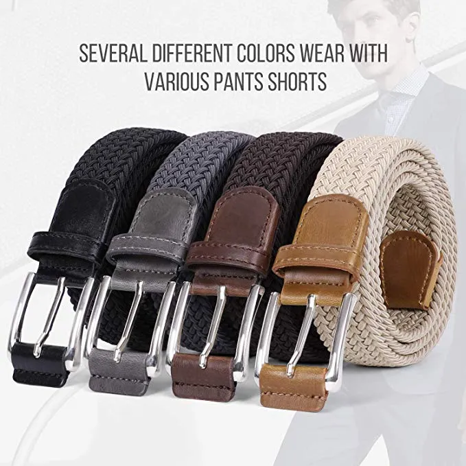 JASGOOD Braided Stretch Belts Mens,Woven Elastic Belt-Causal Belt for Golf Pants Jeans