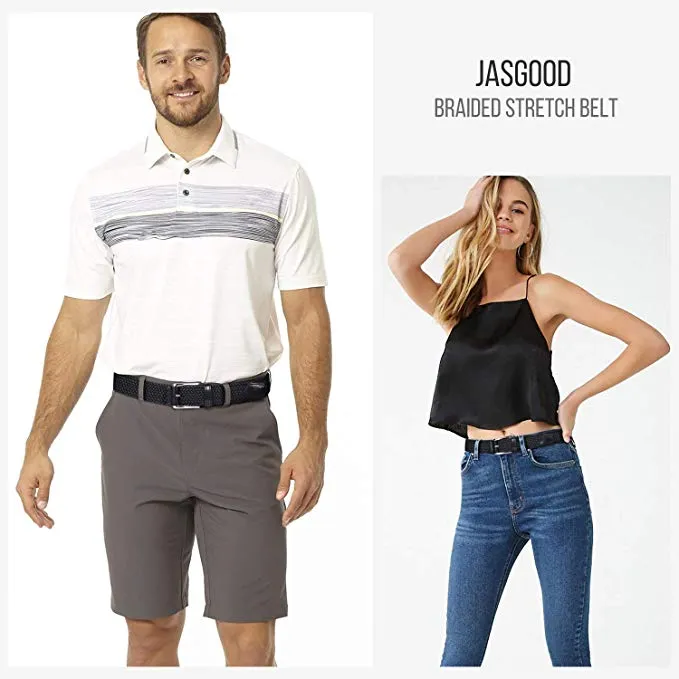 JASGOOD Braided Stretch Belts Mens,Woven Elastic Belt-Causal Belt for Golf Pants Jeans