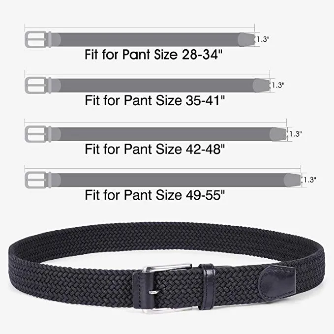 JASGOOD Braided Stretch Belts Mens,Woven Elastic Belt-Causal Belt for Golf Pants Jeans