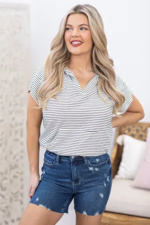 Judy Blue Dark Wash Mid Length Denim Shorts
