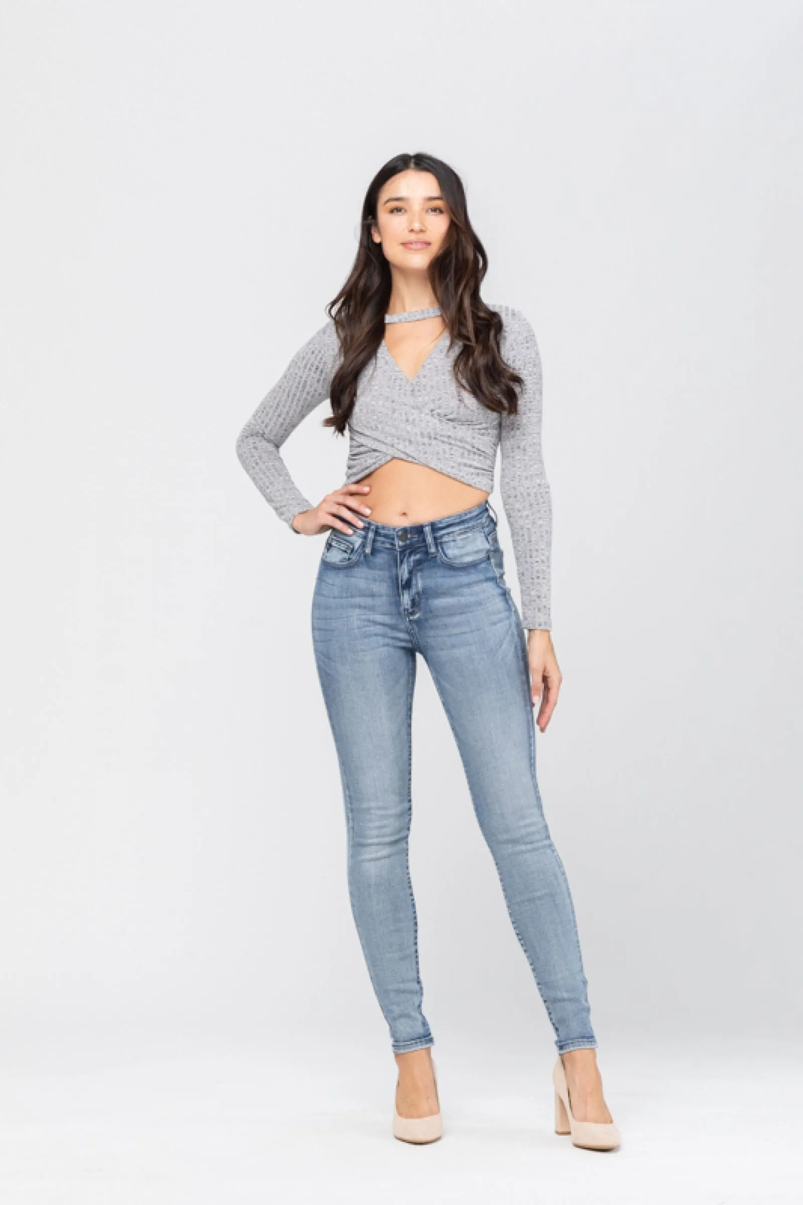 Judy Blue || Hillary High Rise Heavy Handsand Skinny Jean