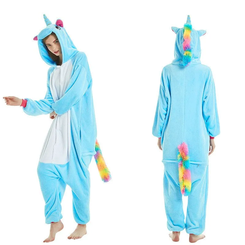 Jumping Tiger Long Sleeve Onesie Men Women Flannel Warm Panda Pajamas onepiece Adult Animal Pajamas Cute Cartoon Onesies