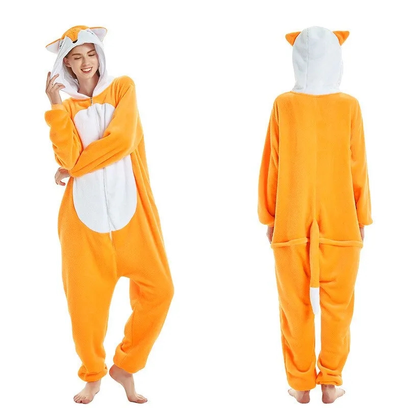 Jumping Tiger Long Sleeve Onesie Men Women Flannel Warm Panda Pajamas onepiece Adult Animal Pajamas Cute Cartoon Onesies
