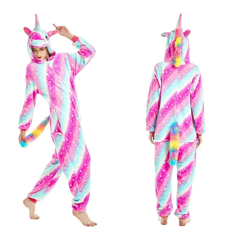 Jumping Tiger Long Sleeve Onesie Men Women Flannel Warm Panda Pajamas onepiece Adult Animal Pajamas Cute Cartoon Onesies