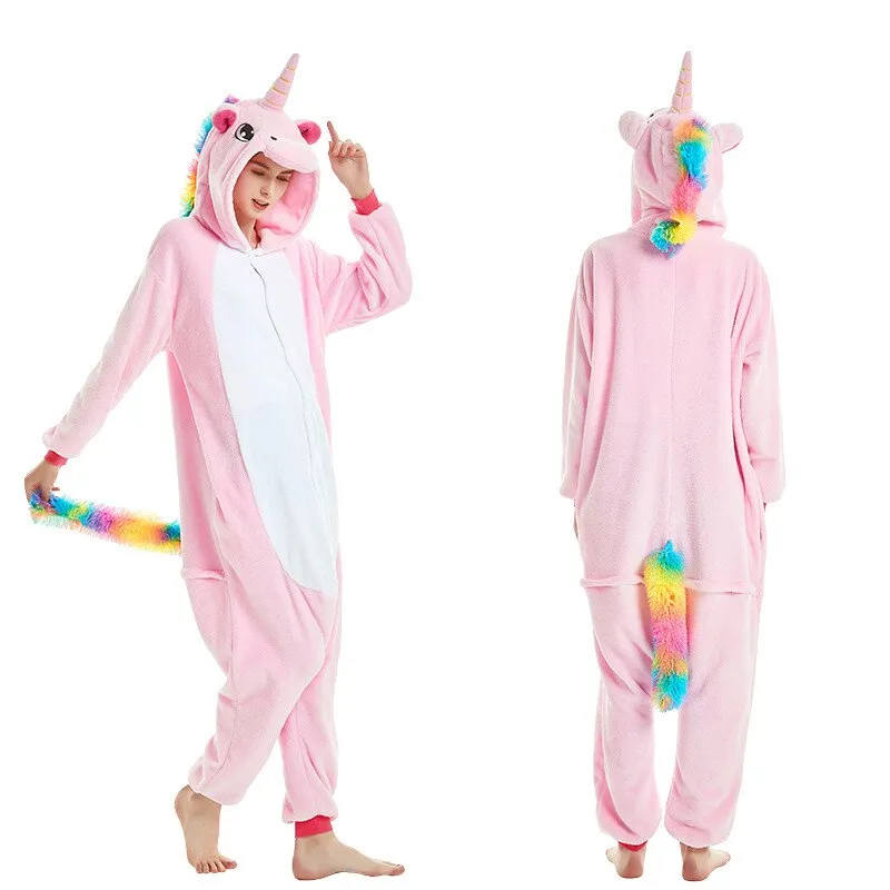 Jumping Tiger Long Sleeve Onesie Men Women Flannel Warm Panda Pajamas onepiece Adult Animal Pajamas Cute Cartoon Onesies