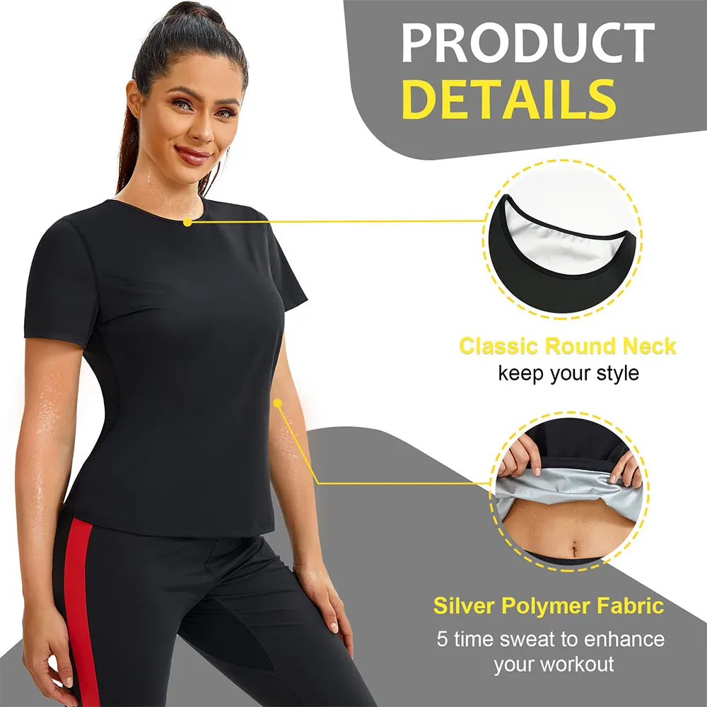 Junlan Women Heat Trapping Workout Sauna T-shirt