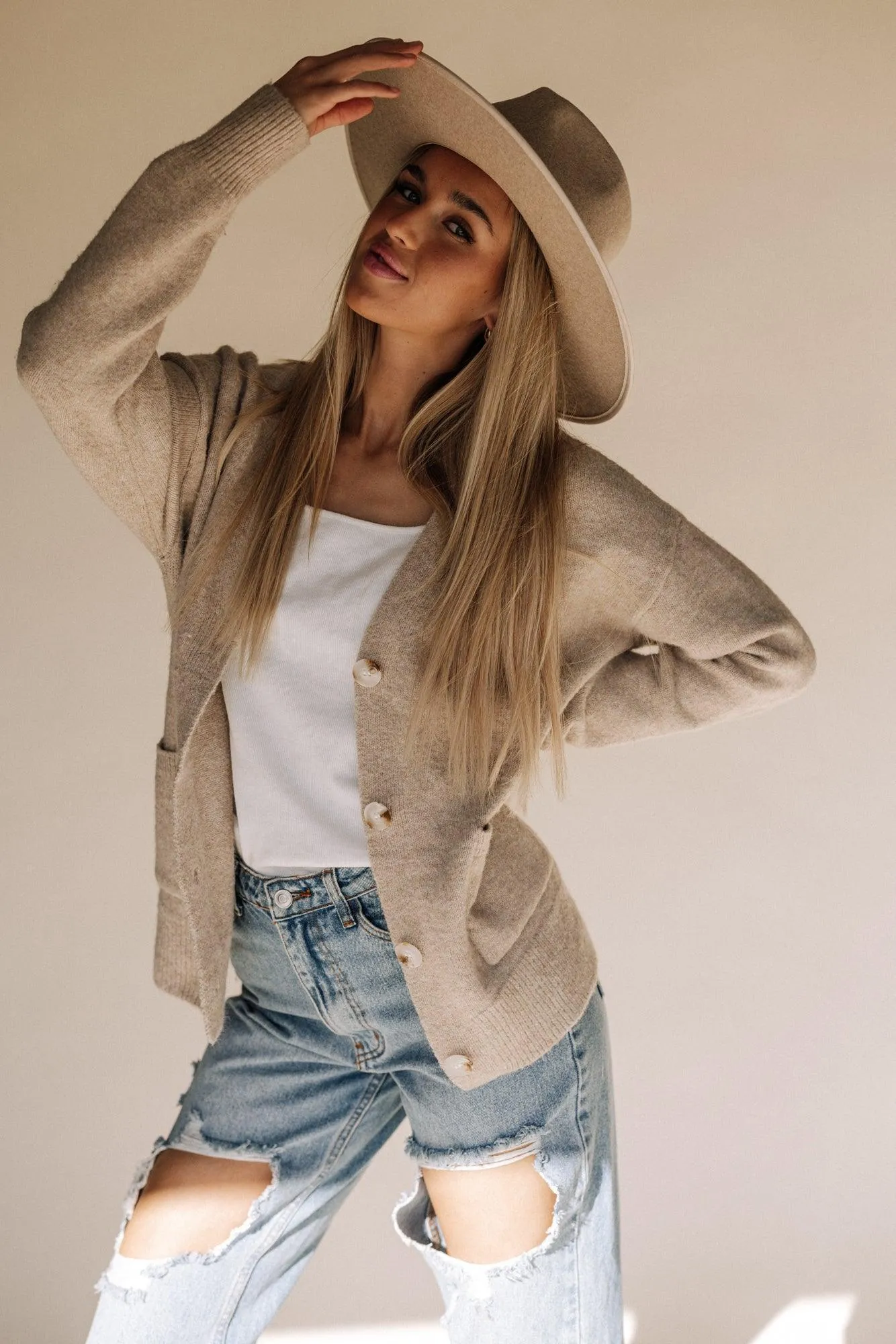Kamrie Button Down V-Neck Cardigan
