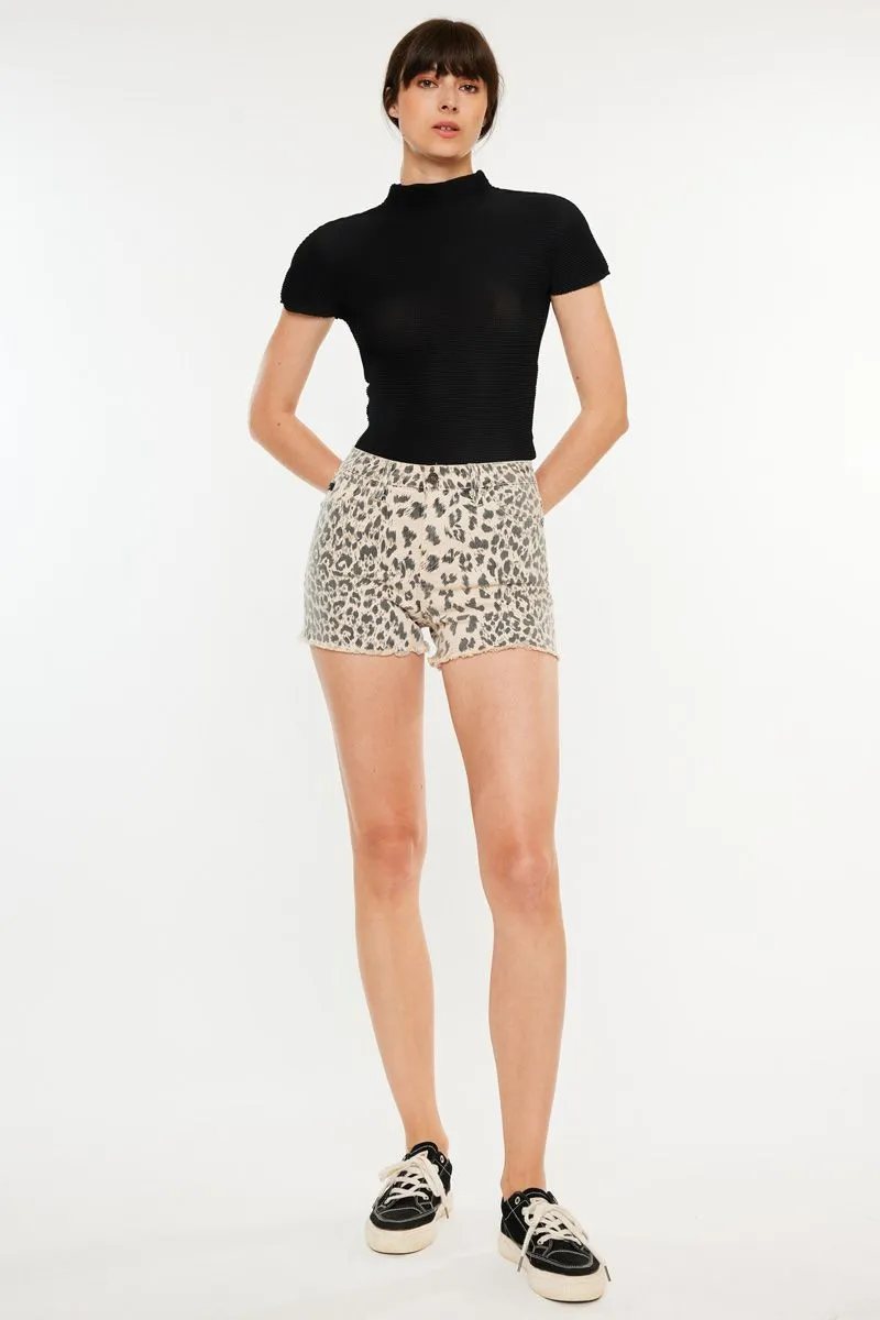 KanCan Leopard Wild Side Denim Shorts