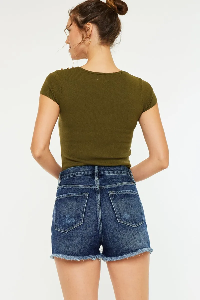 KanCan Rebel Rise Dark Wash Denim Shorts