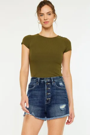 KanCan Rebel Rise Dark Wash Denim Shorts