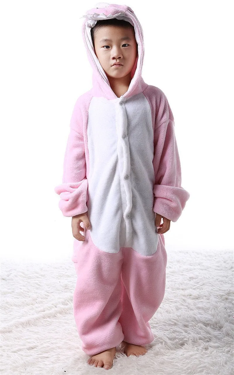 Kids Onesies Pink Dinosaur Animal Pajamas Kigurumi Costume