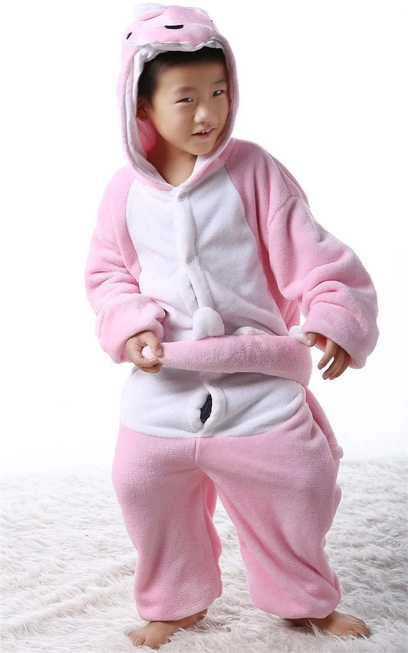 Kids Onesies Pink Dinosaur Animal Pajamas Kigurumi Costume