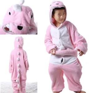 Kids Onesies Pink Dinosaur Animal Pajamas Kigurumi Costume