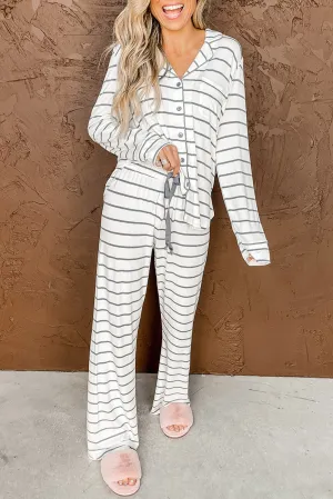 Leopard Print Long Sleeve and Pants Pajamas Set