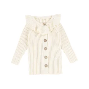 Lil Legs Knit Ruffle Cardigan  - Cream