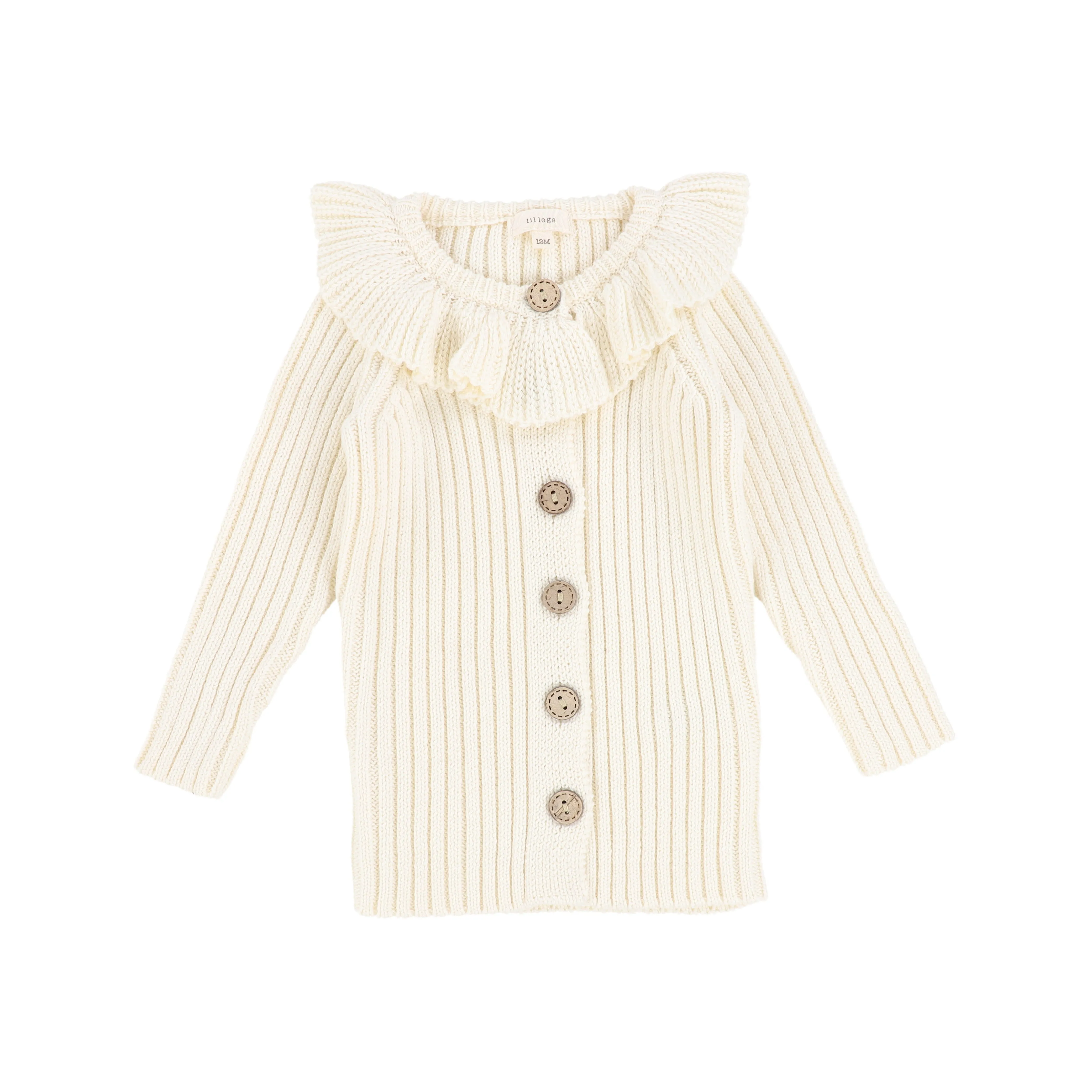 Lil Legs Knit Ruffle Cardigan  - Cream