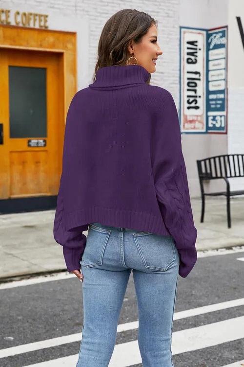 Lola Turtleneck Cable-Knit  Long Sleeve Sweater