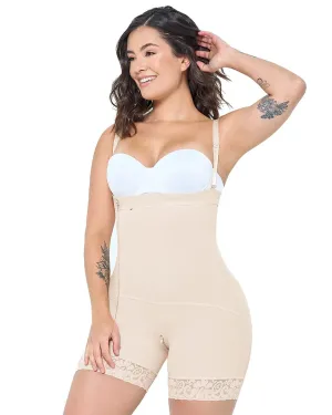 MariaE Fajas Faja Colombiana Postpartum & Daily Use Shapewear Bodysuit Short Length with Side Zipper & Open Bust