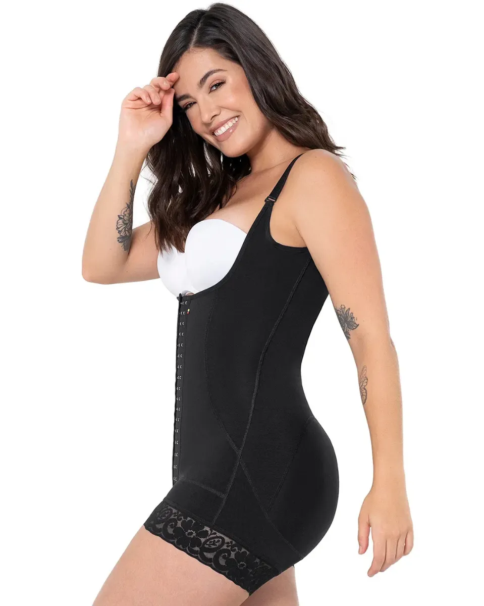 MariaE Fajas Stage 2 Post Surgery High Compression Garment Mid Thigh & Open Bust