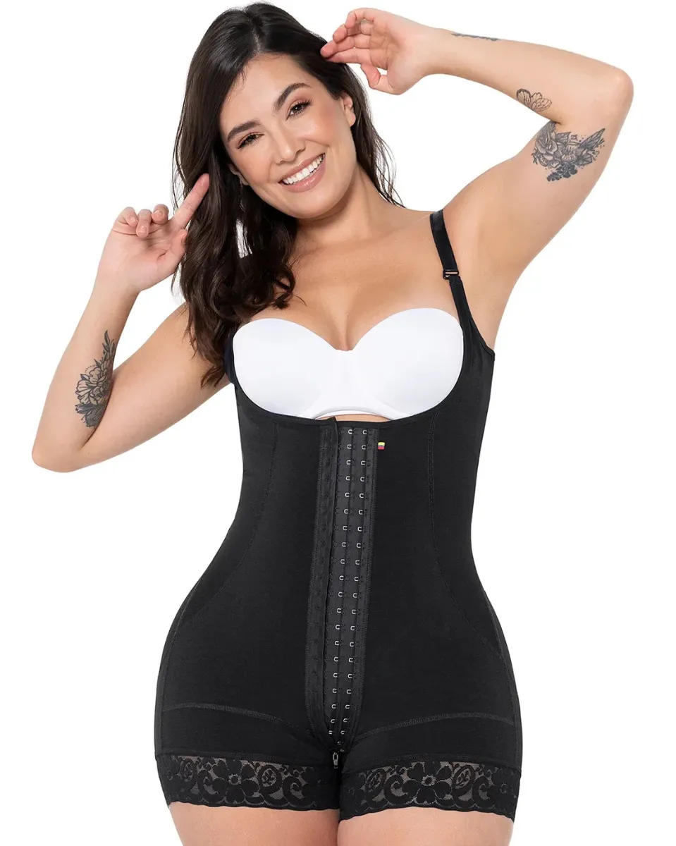 MariaE Fajas Stage 2 Post Surgery High Compression Garment Mid Thigh & Open Bust