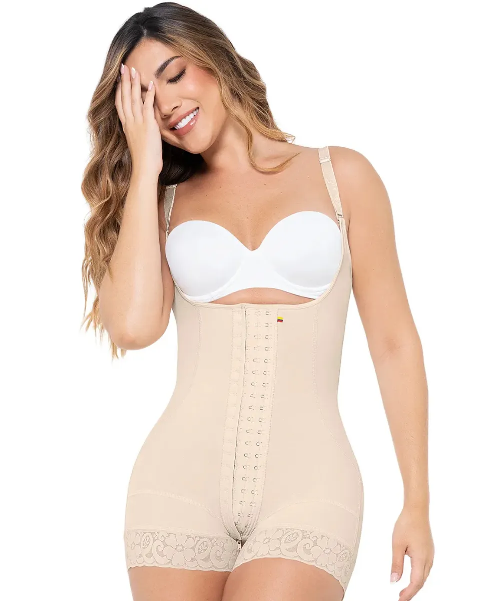 MariaE Fajas Stage 2 Post Surgery High Compression Garment Mid Thigh & Open Bust